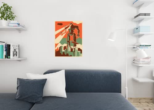 Giant Robot Attacking New York City Retro Vintage Cool Wall Decor Art Print Poster 24X36 #TOP4