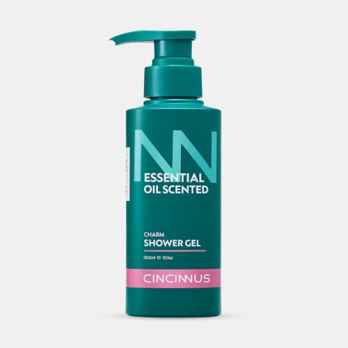 Image of Cincinnus Essential Oil Charm Body Wash Shower Gel for Women & Men with Rosemary, Tea Tree Oil, Niacinamide | Refreshing Gentle Cleansing, Moisturizing Body | For All Skin Types 300ml