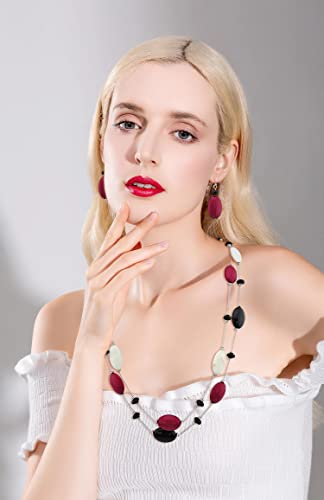 Firstmeet 2 Layer Statement red and black Beads Long Necklace 6