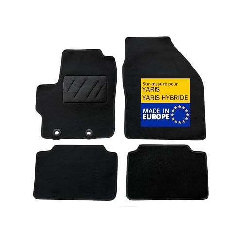 DBS – Tapis de Voiture - sur Mesure pour Toyota Yaris/Yaris Hybride dès 02/2020 – Antidérapants avec Clips de Fixation – 4 Tapis Auto Avant/arrière...