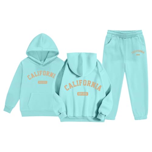 California Sweatsuit for Girl 2 Piece Set Casual Letter Printed Long Sleeve Hoodies and Sweatpants Kids Fall Clothes2