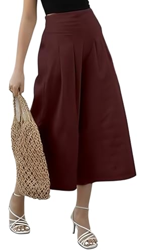 Image of OOMPH! Cotton Linen Palazzo Pant for Women | Women's High Rise High Waist Trousers Flowy Wide Leg Plazzo Pant Trouser with Pocket | Plazo Pant for Woman
