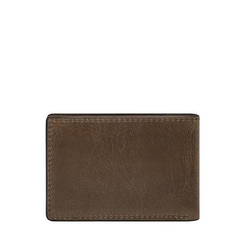 Image of Fossil Men's Wallet Derrick Leather Front Pocket Wallet for Men, Bifold Wallet, Dark Khaki