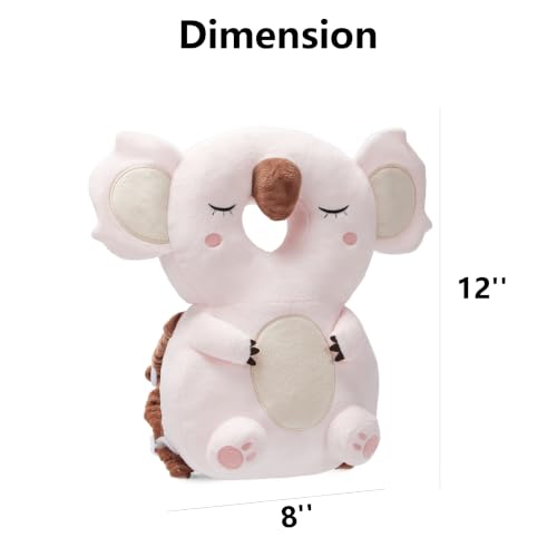 Image of Baby Head Back Protector Backpack Toddler Safety Protector Cushion Pad Soft, Adjustable and Lightweight Design for Safe Walking and Crawling Toddlers Girls and Boys(Pink Koala)