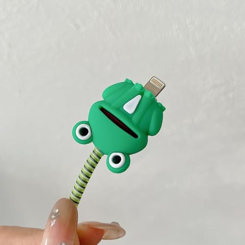Image of Protective Charger Case for iPhone 18W 20W iPhone 15 14 13 12 11 Pro Max Charging Cable Charger Protective Cover Data Cable Protective Sleeve -(Green Frog)