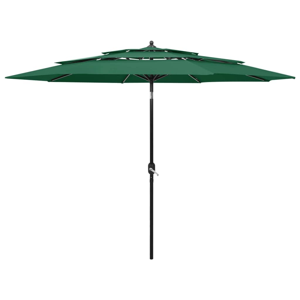 Parasol de jardin vert 3m pliable pour balcon et terrasse