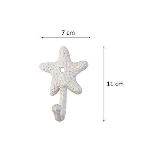 TOPBATHY 3pcs Decorative Hooks for Hanging, Cast Iron Star Fish Beach Themed Wall Hooks, Retro Coastal Wall Hanger Towel Holder for Bathrooms Kitchen Bedroom Hotel Pool Coats - Image 4