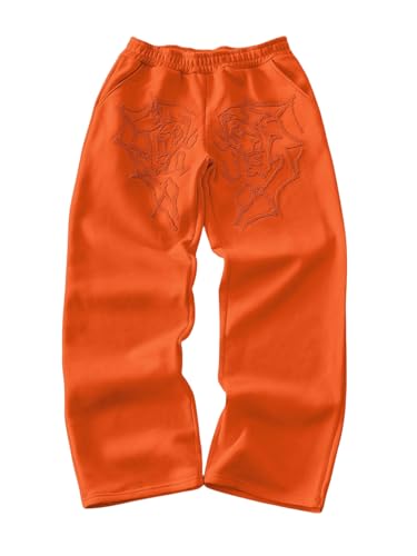 Men's Casual Joggers Sweatpants Drawstrings Front and Back Graphic Printed Loose Fit Straight Leg Pants