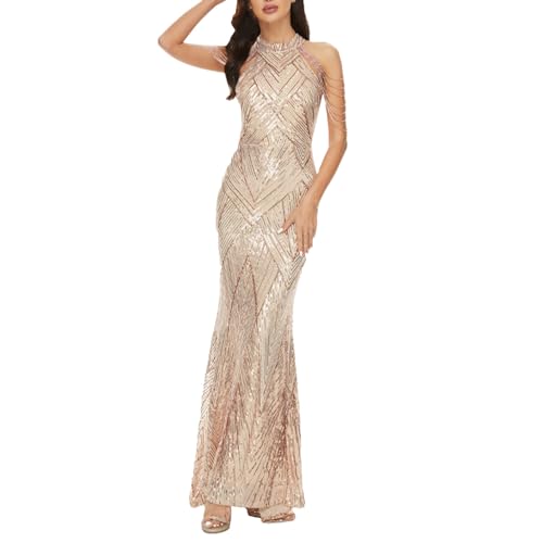 Pailletten Kleid Damen ärmellos Abendkleid Sexy Einfarbige Glitzerkleid Damen Skaterkleid Damen Glitzerndes Paillettenkleid Cocktailkleid Glitzer...