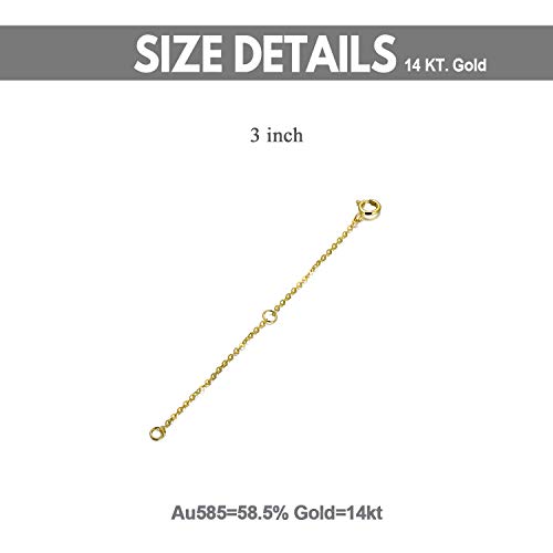 14K Solid Gold Chain Necklace Extender 3 Inch, Delicate Durable Adjustable Gold Chain Extender for Gold Necklace Bracelet 5