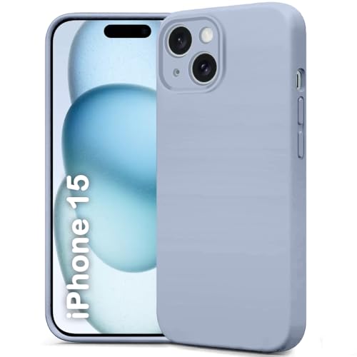 Image of TheGiftKart Liquid Silicone Back Cover Case for iPhone 15 | Soft Micro-Fibre Lining Inside | Camera & Screen Protection | Shockproof Back Cover for iPhone 15 (Silicone, Dusty Blue)