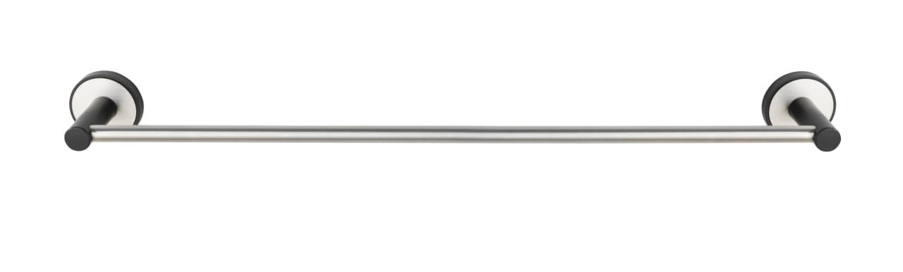 WENKO Toallero Uno Udine con UV-Loc®, soporte de pared para toallas de acero inoxidable cepillado y lacado en negro mate, fijación sin taladrar con sistema adhesivo UV-Loc®, 61 x 5 x 7 cm