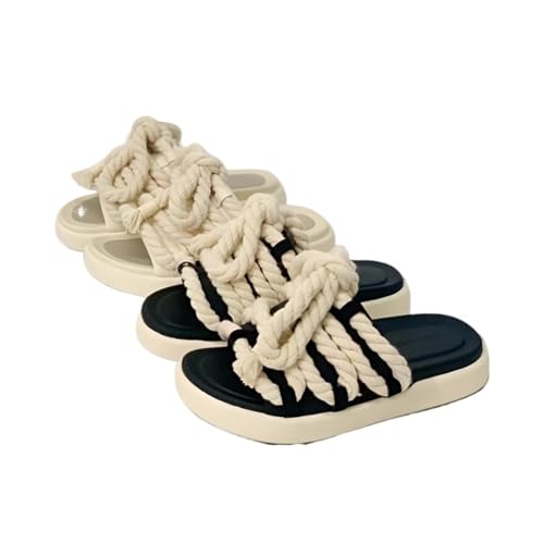 Womens Sandals Niche design retro style hemp rope woven slippers women's outdoor wear summer thick-soled casual open-toed sandals2