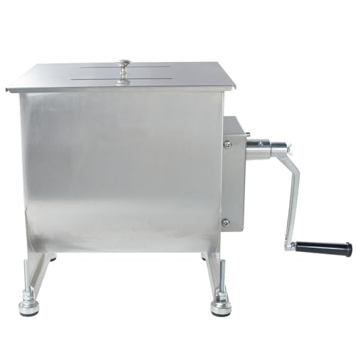 Clivia Commercial Stainless Steel Manual Meat Mixers with lid,60Lb/30L Tank,(Mixing Maximum 15-Pound for Meat),Sausage Mixer Machine Meat Processing Equipment