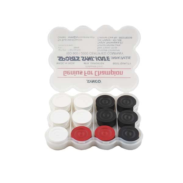 SyncoGenius for Champion Colored Carrom Coins with Special PVC Box, 24 Coins (11 White 11 Black 2 Red)