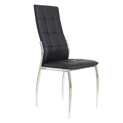 Miroytengo Pack de 4 Sillas de Comedor Salón Laci, Polipiel Cromadas Negro 45x101x51 cm