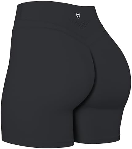 TomTiger Yoga Shorts for Women Tummy Control High Waist Biker Shorts Exercise Workout Curve Lifting Tights Short Pants, Black/Black Marl/Dark Gray, Medium - 2