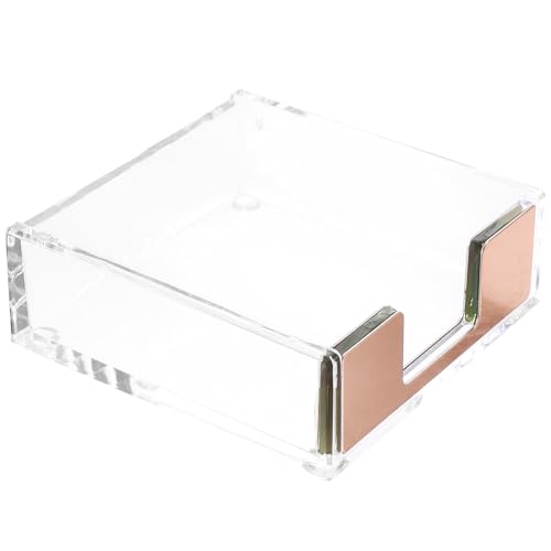 ZUNOXAZ 透明アクリル製メモパッドホルダー 多機能ペーパークリップ収納付き デスク整理用メモノートディスペンサー 机上用便箋ケース ?