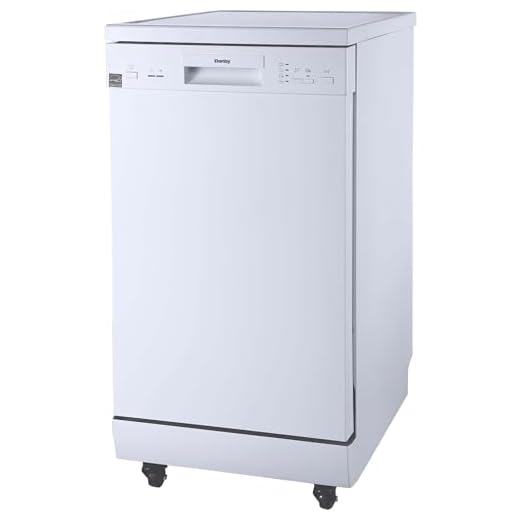 Danby DDW1805EWP 18" Portable Dishwasher, 8 Place Settings, 6 Wash Cycles and 4 Temperature + Sanitize Option, Energy Star-Rated with Low Water Consumption and Quiet Operation, White