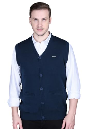 Image of V Neck Cardigans for Men - Woolen Sleeveless Sweater for Man Winter Wear