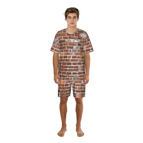 Pyjama d'été court pour homme imprimé briques loft