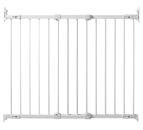 KidCo 28-42.5' Angle Mount Safeway Angeled Baby Gate for Stairs with Banister or Uneven Walls | No-Trip Top of Stairs Baby Gate No Bottom Bar | Quick-Release Mounted Hardware (White)