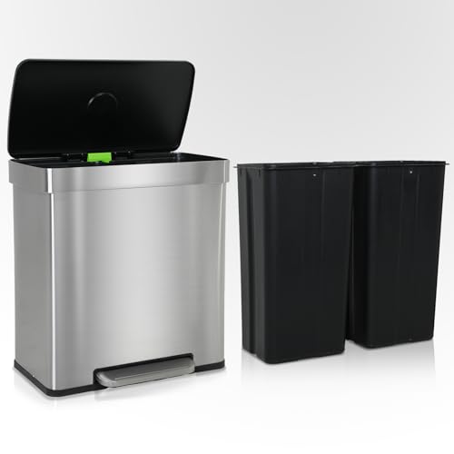 Caneca dual 60L acero inoxidable con tapa Dkelincs