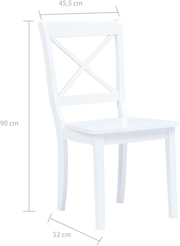 Miniatura 2 de White Solid Rubber Wood Dining Chairs 2-Piece Set Modern Farmhouse Kitchen Furniture for Dining Room Restaurant Comedor