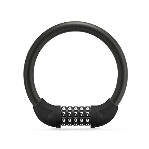 ROCKBROS ダイヤルロック 自転車 鍵 ロック 5桁ダイヤル式 カギ不要 ワイヤーロック 太さ15mm 頑丈 高切断対抗 盗難防止 ケーブルロック コンパクト 軽量 持ち運びやすい パスワード変更可能 錆びにくい ロードバイク MTB クロスバイク