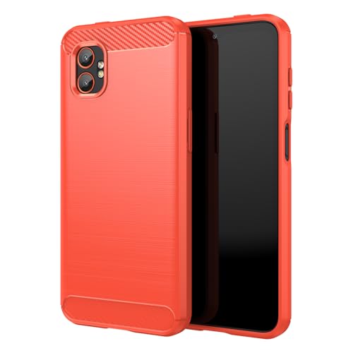 SCL Coque pour Samsung Galaxy XCover7 Pro, surface brossée antidérapante avec design en fibre de carbone, coque de protection en TPU anti-chocs pour X Cover 7 Pro, rouge rubis