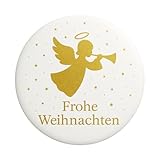 Zolavia Rund Magnet mit Weihnachtsengel und Frohe Weihnachten Spruch, Edles Design für Festliche Deko an Kühlschrank oder Whiteboard, Geschenk für Familie Freunde Büro (38 mm, 3 Stück)
