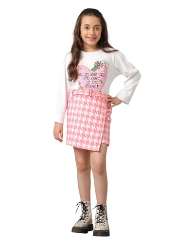 Image of Under Fourteen Girls Flannel Checks Skort | Skirt for Girls | Woven | 14-15 Yrs(Pink)
