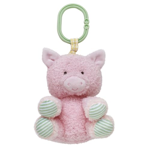 Image of Baby Starters Magic Years Pig Chime Toy with Pull and Jiggle Vibration Feature and Travel Hook, Farm Theme, Pink, 8 inch with Hook