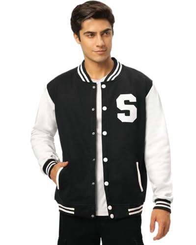 Image of BE SAVAGE Men's Cotton Blend Standard Length Varsity Jacket