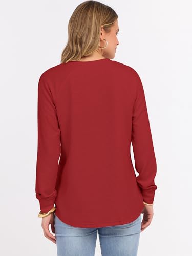 Image of ANRABESS Women's Waffle Knit Henley Top Long Sleeve Shirts