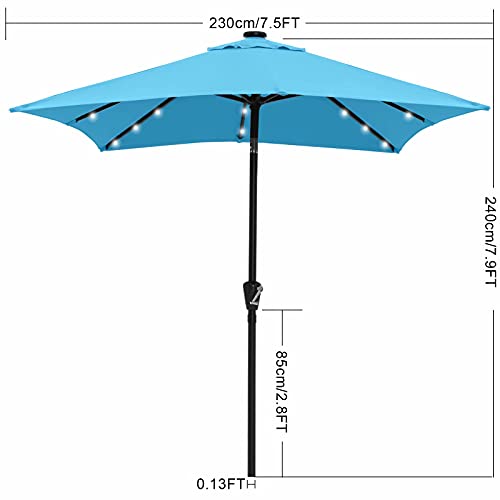 Image of ABCCANOPY Square Solar Led Patio Umbrellas 7.5FT x 7.5FT (Turquoise)