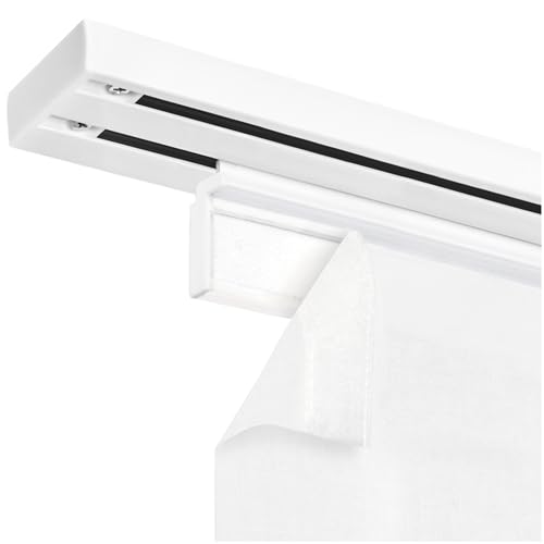 Kit de rails pour panneaux en tissu avec auto-agrippant, montage mural - 2 voies, support mural + bande auto-agrippante, aluminium, kit de 1 rail et 1 support...