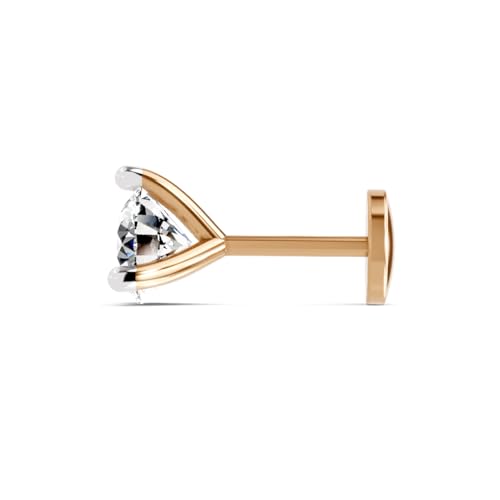 Image of Sparkles Lab Grown Diamond 0.03 Carat - 0.50 Carat Round Shape Solitaire Diamond Nose Pin for Women | 14K Gold IGI Certified FG VS Quality