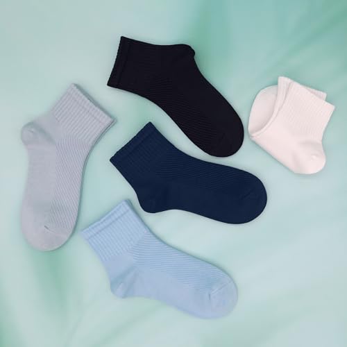 SERISIMPLE Kids Crew Viscose Bamboo Thin Socks School Uniform Basic Soft Anti Odor Boys Girls Breathable Stretch 5 Pairs3