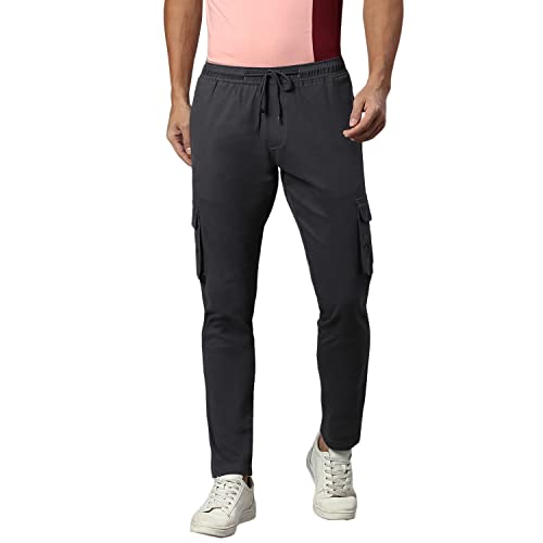 Image of Hubberholme Men's Regular Fit Cotton Trousers, Ankle Length Button & Drawstring Waist Cargo Chinos
