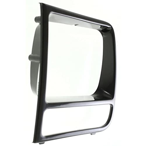 Image of DAT AUTO PARTS Front Left Headlight Door Bezel Fits 1997-2001 Jeep Cherokee | SUV, LH Driver Side Lamp Cover Grille Trim Insert, Black Textured Plastic, CH2512157, 55055137