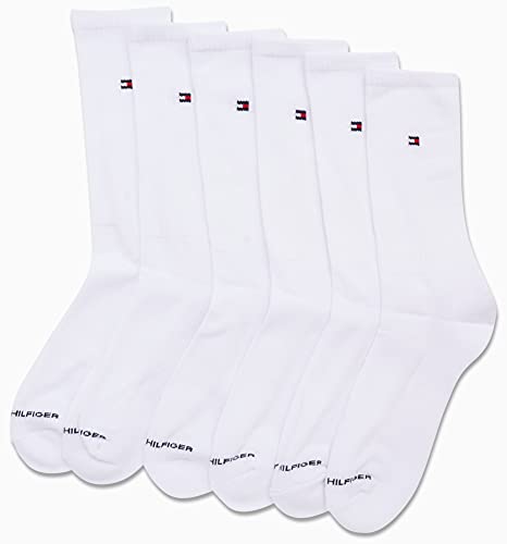 Tommy Hilfiger Men's Crew Socks - 6 Pack Performance Comfort Cushioned Athletic Socks - Breathable Crew Socks for Men (7-12), Size 7-12, Solid White4