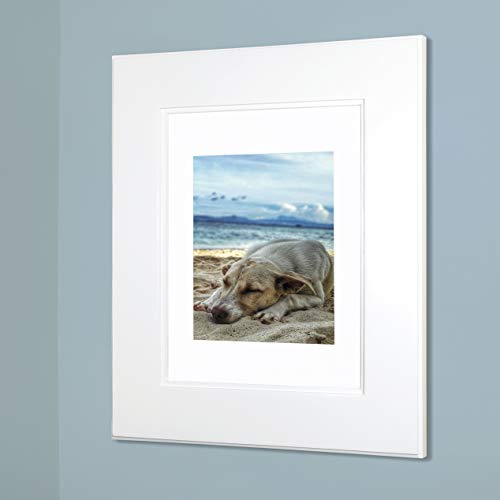Image of 14x18 Concealed Picture Frame Medicine Cabinet Without Mirror for Bathroom, Recessed in The Wall, Made in North America, Real Wood, NO MDF, Adjustable Shelves, Shaker White
