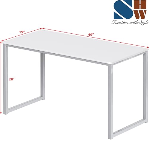 SHW Mission 40-Inch Home Office Computer Desk, White