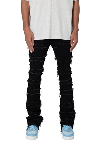 mnml Mens X597 Paneled Skinny Stacked Denim - Black, 38