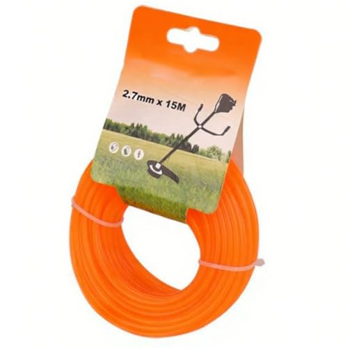 livre Corde de tondeuse à gazon de qualité commerciale de 14,9 m compatible avec la plupart des têtes de tondeuse pour modèles ECHO235 FS 56 RC 128LD noyau en nylon haute résistance (rond orange)