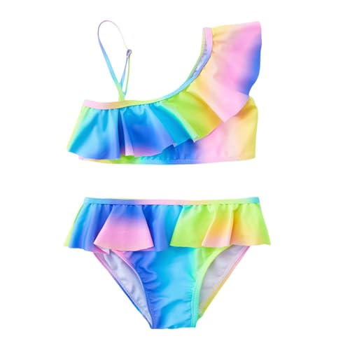 Traje de baño para niña Bikini Set Niños Verano Niña Traje de baño de dos piezas Monótono Deporte Cintura Alta Bikini Set Traje de Baño Regalo Nacimiento, azul celeste, 3-4 años