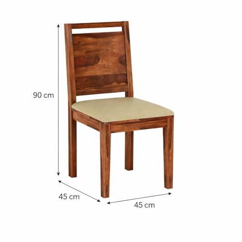 Image of Varsha Furniture Solid Sheesham Wood Dining Chair for Dining Room Set of 2 | Wooden Study Chairs | Multipurpose Chair (Honey Finish)