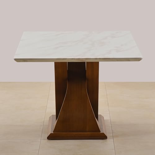 Image of Home Centre | Prince NXT Faux Marble 6-Seater Dining Table | Dining Set for Home | Faux Marble Top | White | 1 Year Warranty