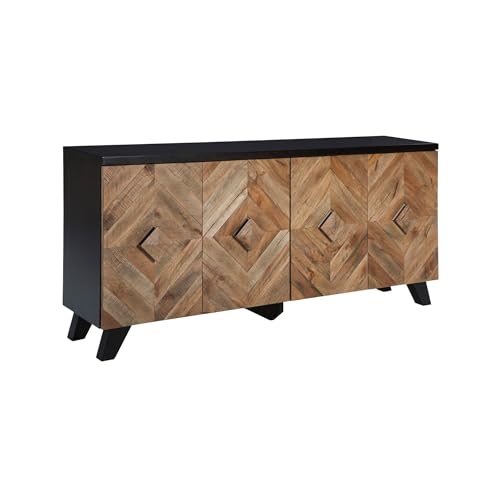 Image of Signature Design by Ashley Robin Ridge Modern Wood Accent Cabinet or TV Stand, Brown & Black